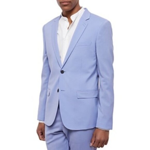 Mens Light Blue Wool Slim Suit Blazer Notched Collar Button Cuff Kooples Size 38 - Picture 1 of 10
